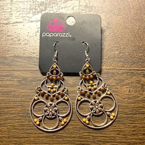 Paparazzi Silver with Brown Accent Earrings